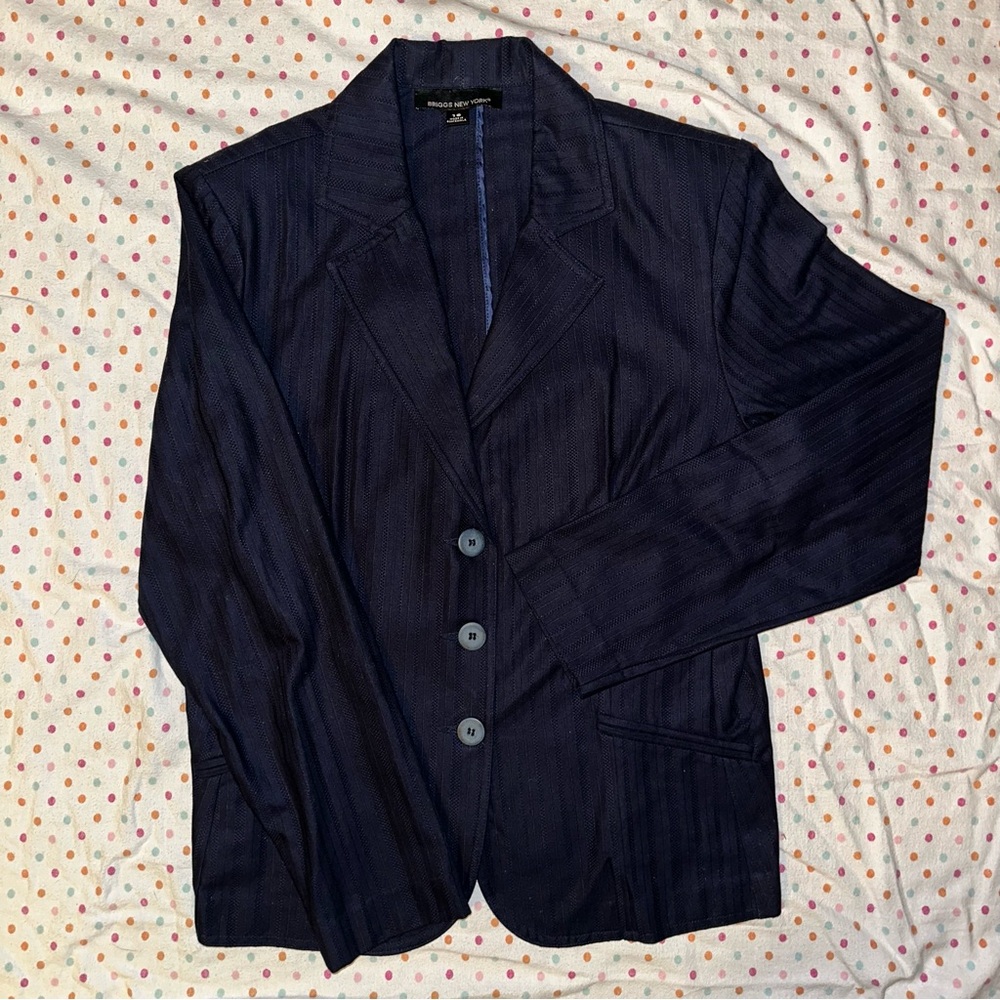 Briggs Women’s Navy Pinstripe Blazer Jacket - Size 16 Notched Lapel